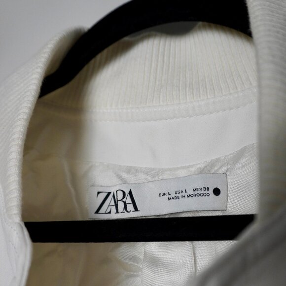 Zara Cropped White/Off-White Bomber Jacket - Picture 4 of 4